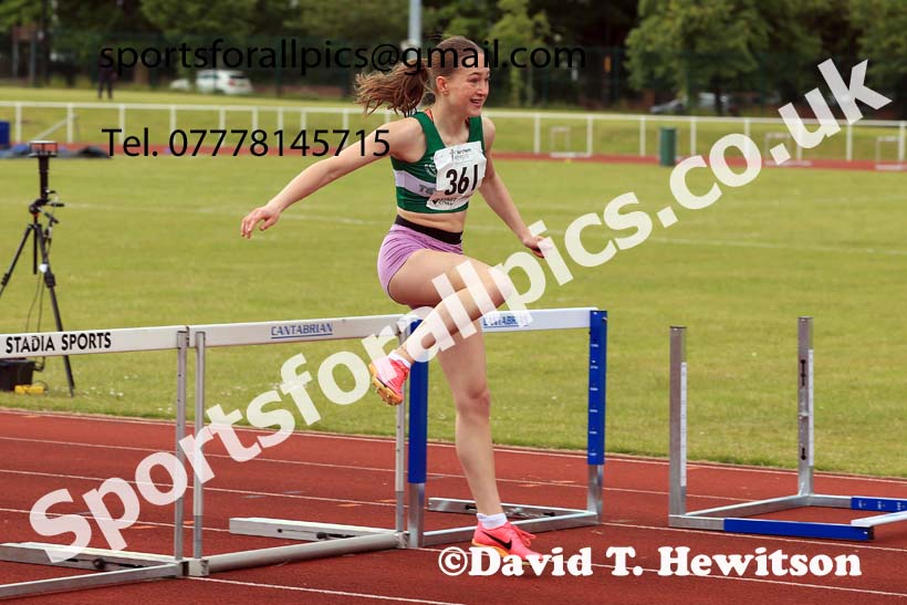 Womens Under-20s 400 metres hurdles, 2024 Northern Senior and Under-20s Track and Field Champs, Middlesbrough.  Photo: David T. Hewitson/Sports for All Pics